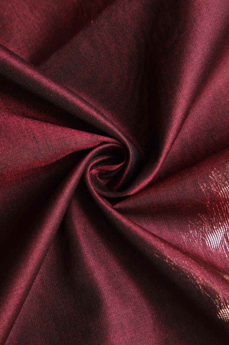 Berry Red Silk Cotton Sarees with Silver Zari Geometric Shapes view 4