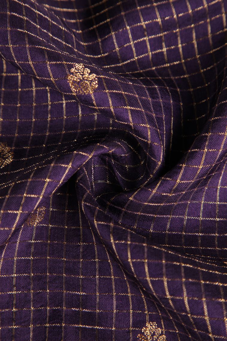 Veronica Purple Banaras Sarees with Gold Zari Checks And Puttas view 4