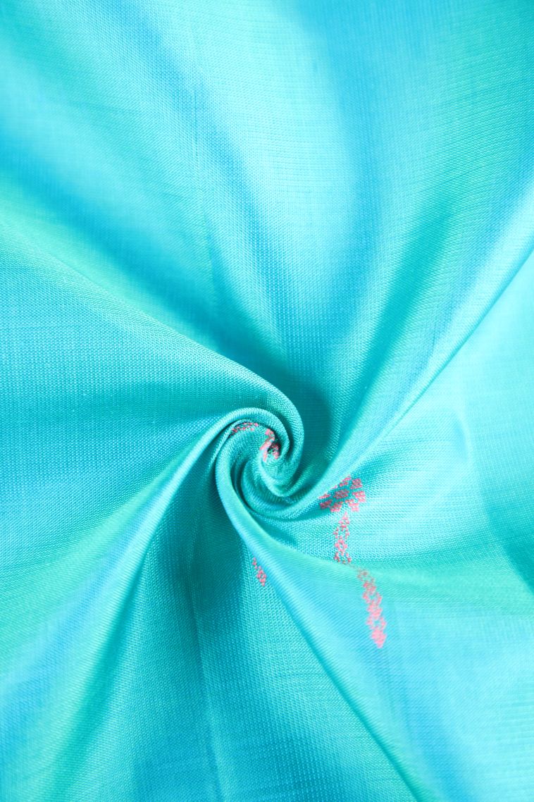 Sapphire Blue Soft Silk Saree with Gold Zari Buttis (small Dots Or Motifs) view 4