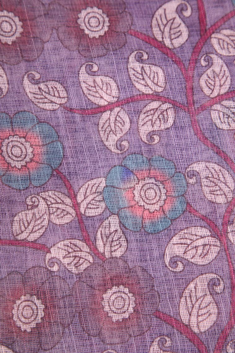 Heather Purple Linen Saree with Without Zari Zari Pathik Motifs view 3
