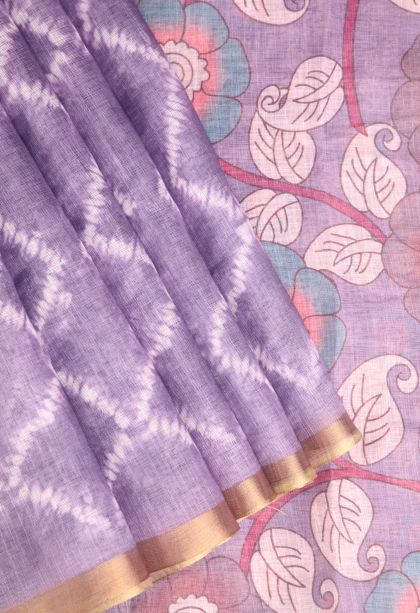 Heather Purple Linen Saree with Without Zari Zari Pathik Motifs