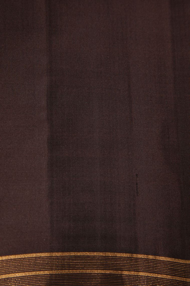 Penny Brown Soft Silk Saree with Gold And Silver Zari Leaf Pattern view 3