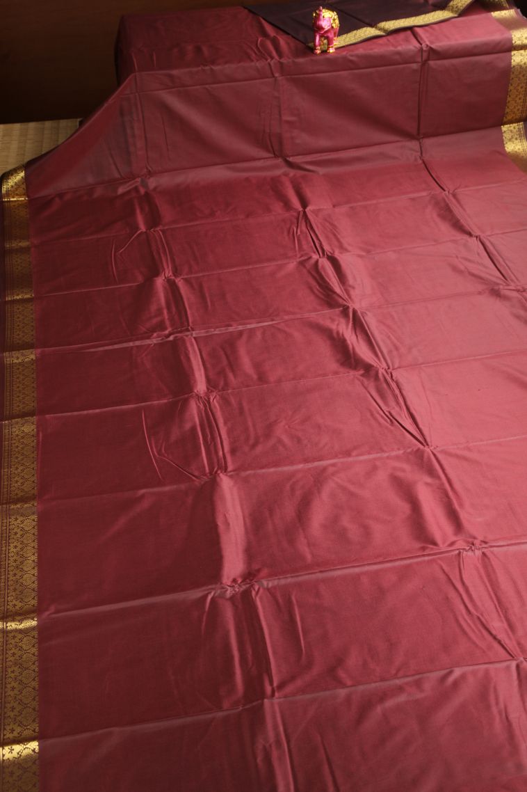 Mahome Red Apoorva Silk Sarees with Gold Zari Plain view 2
