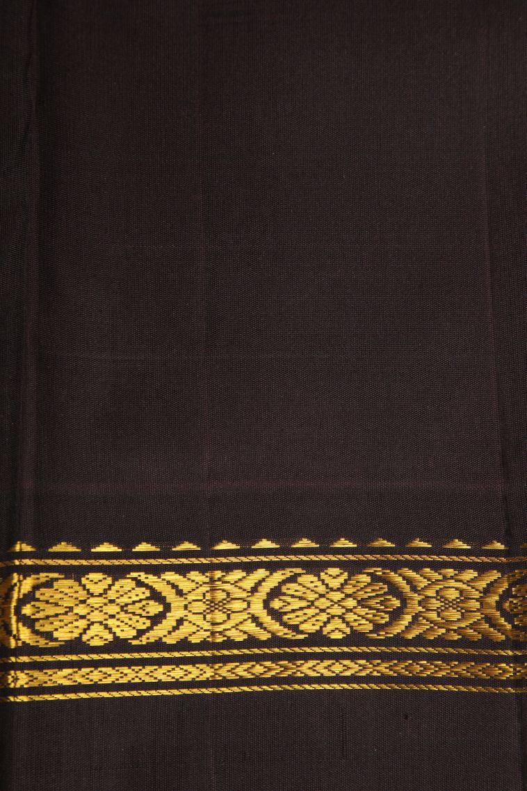 Briht Yellow Kanchipuram Silk Sarees with Gold Zari Stripes view 3
