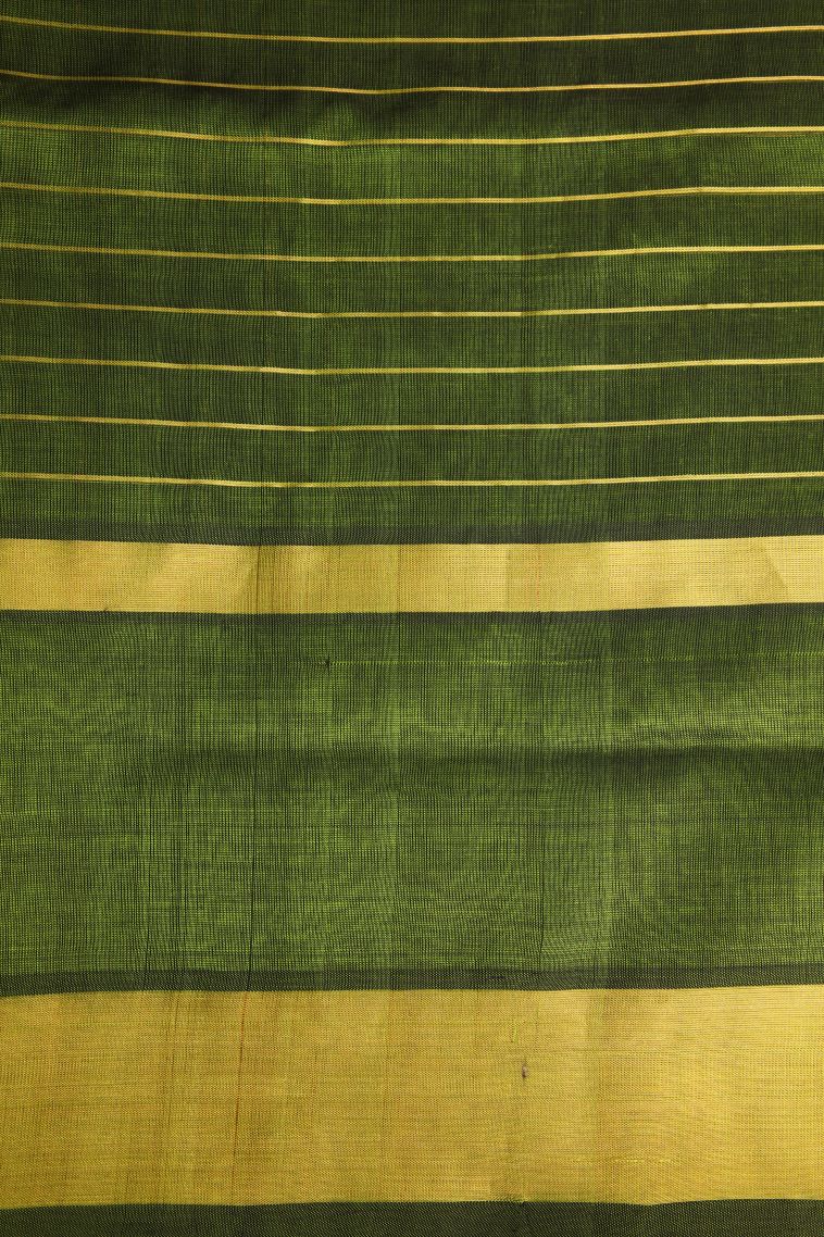 Paris Green Silk Cotton with Gold Zari Checks view 3
