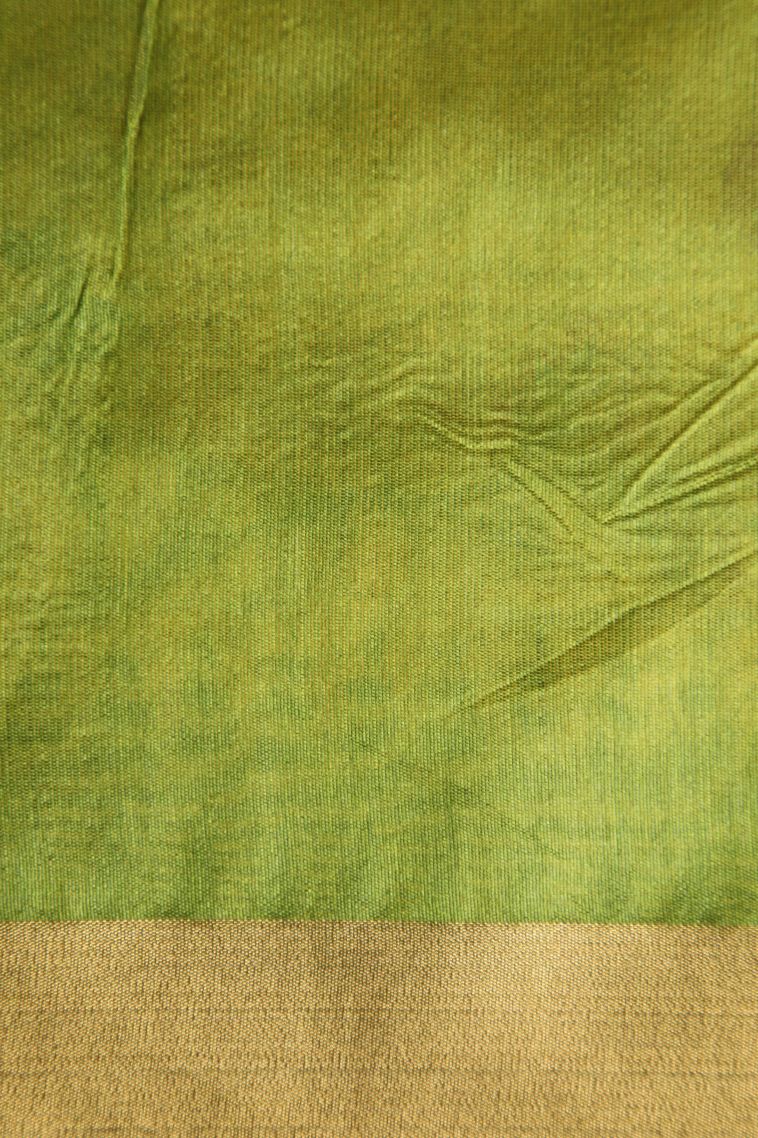 Lemon Yellow Jute Sarees with Gold Zari Floral Patterns view 3