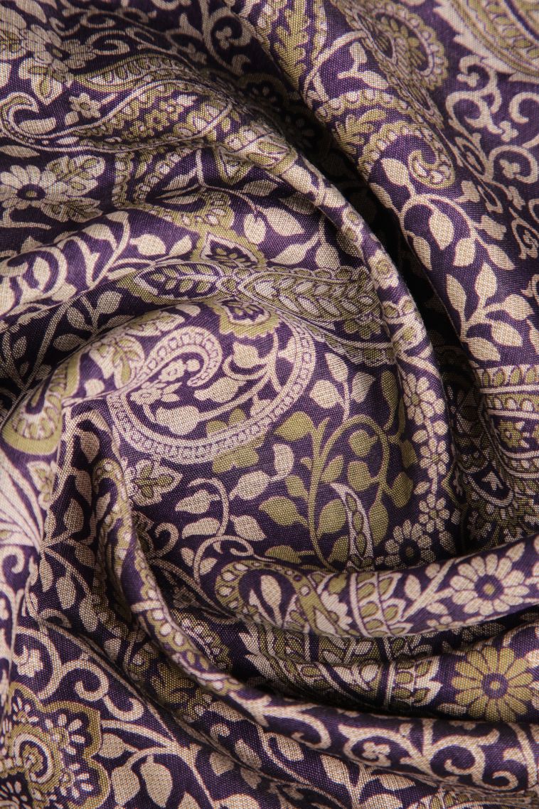 Mauve Purple Maheswari Cotton Saree with Gold Zari Floral Patterns view 4