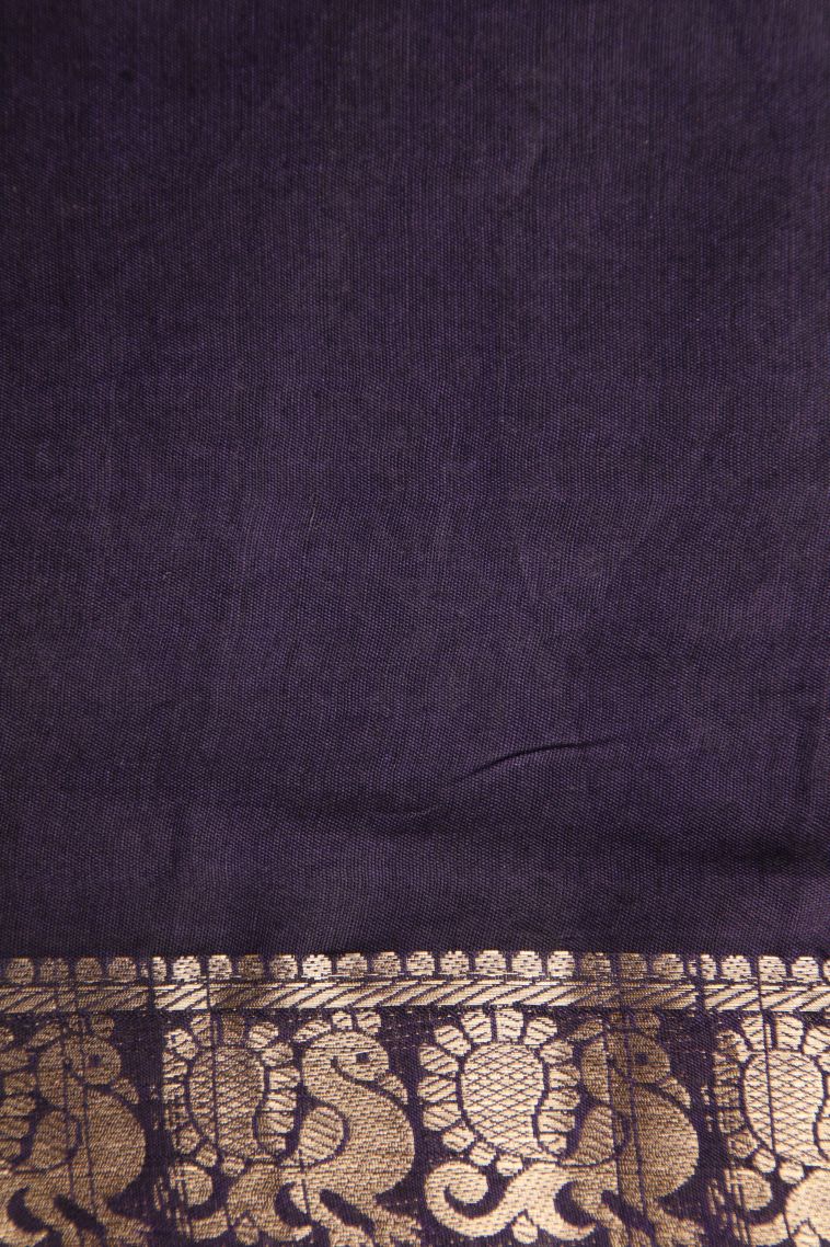 Mauve Purple Maheswari Cotton Saree with Gold Zari Floral Patterns view 3