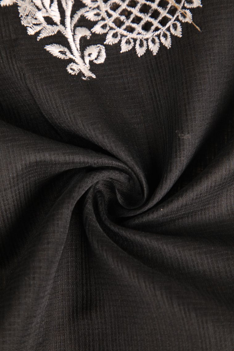 Charleston Black Manipuri Cotton Sarees with Without Zari Zari Floral Patterns view 4