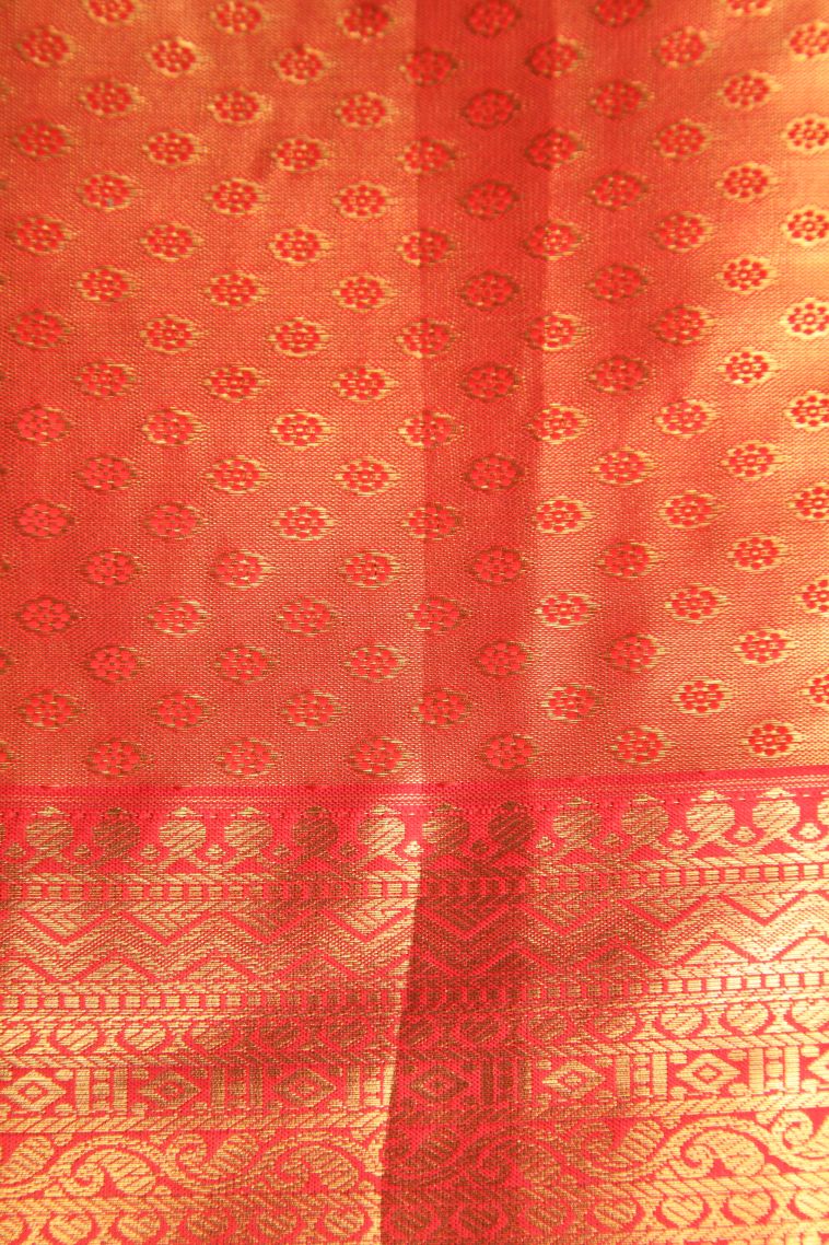 Basil Green Apoorva Silk Sarees with Gold Zari Peacock And Rudhractam view 3
