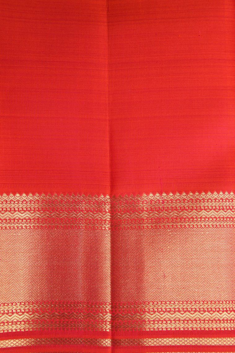 Strawberry Pink Kanchipuram Silk Sarees with Gold Zari Circle Mottif view 3