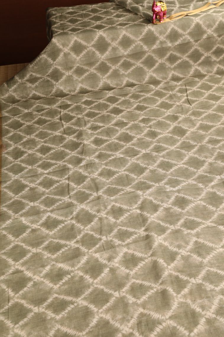 Sage Green Linen Saree with Without Zari Zari Pathik Motifs view 2