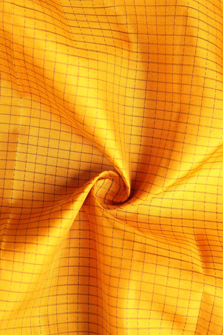 Honey Orange Soft Silk Saree with Thread Zari Checked  Threap view 4