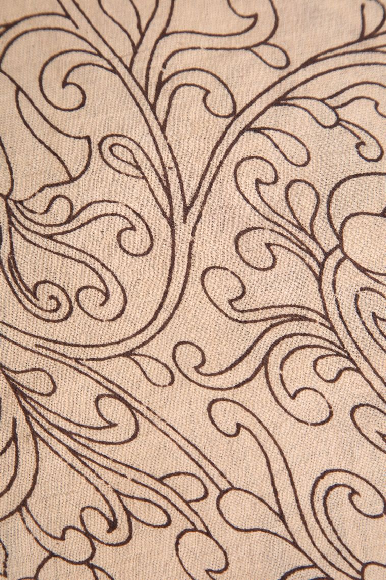 Cinnamon Brown Kalamkari with Without Zari Zari Leaf Pattern view 3
