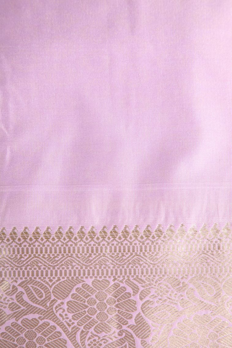 Rose  Red Apoorva Silk Sarees with Gold And Silver Zari Floral Patterns view 3