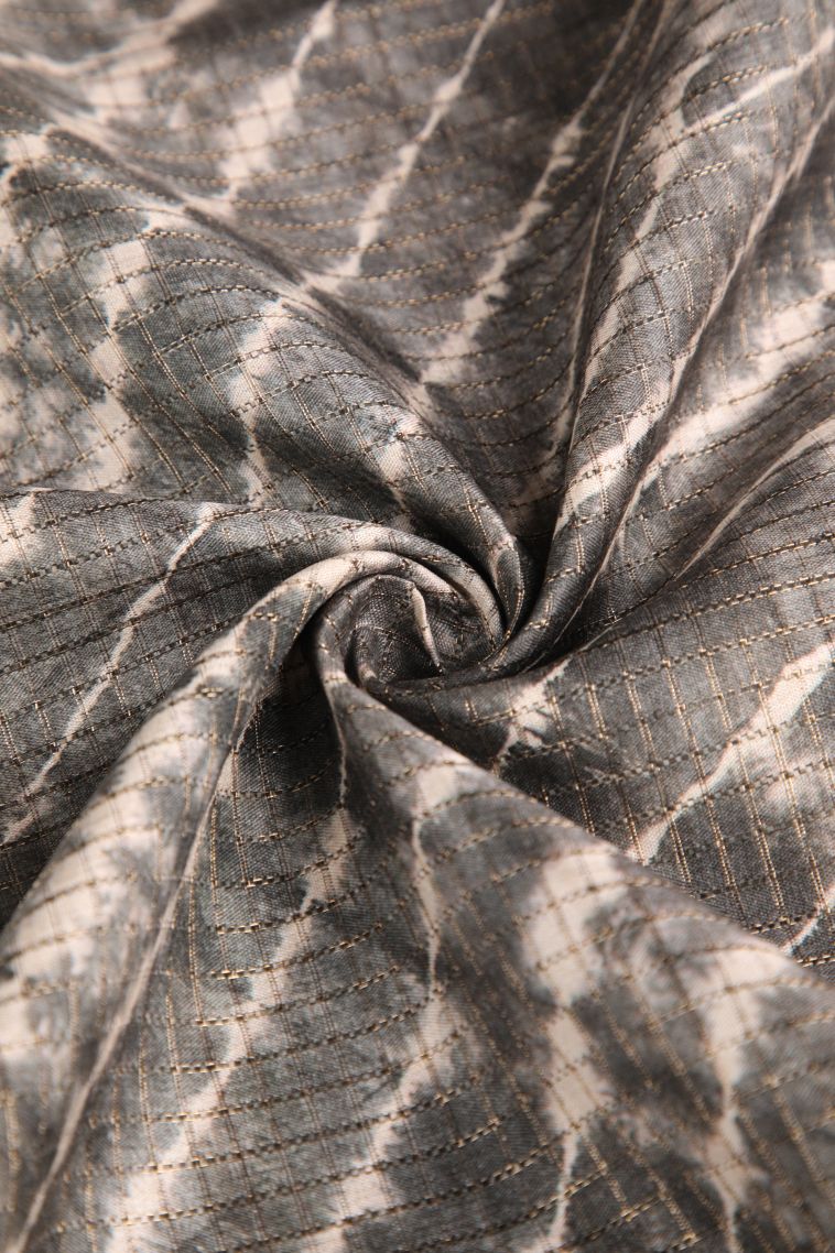 Davy Black Semi Tussar Silk with Gold Zari Pathik Motifs view 4