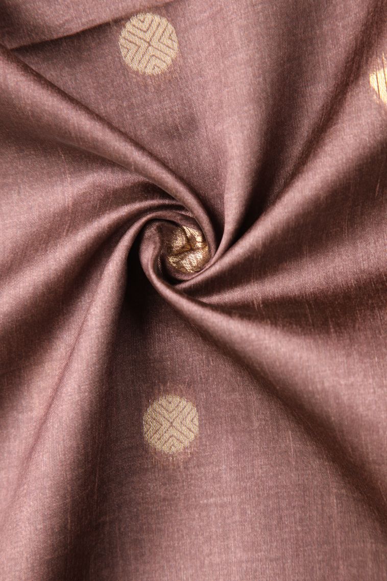 Cinnamon Brown Tussar Saree with Gold And Silver Zari Geometric Shapes view 4