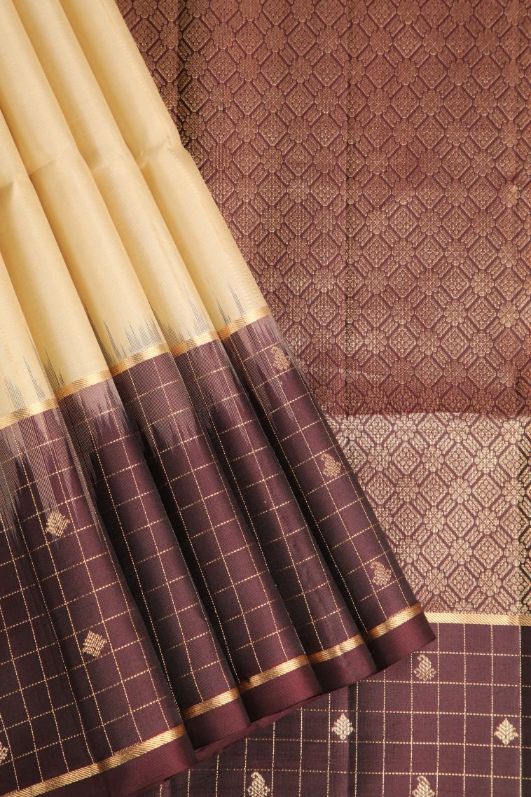 Cookie Yellow Soft Silk Saree with Gold Zari Straipes And Puttas view 1