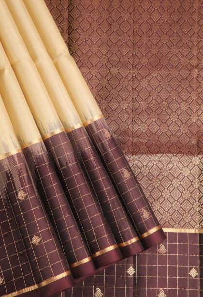 Cookie Yellow Soft Silk Saree with Gold Zari Straipes And Puttas