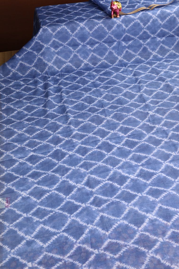 Daffane Blue Linen Saree with Without Zari Zari Pathik Motifs view 2