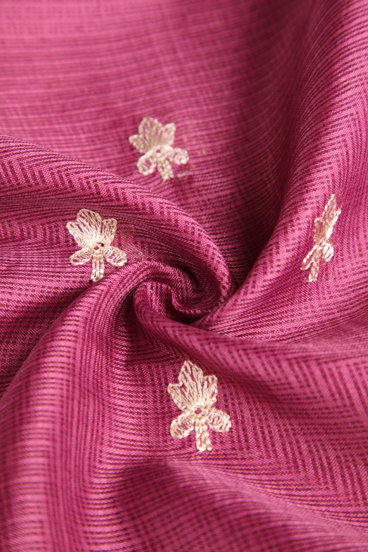 Magenta Purple Manipuri Cotton Sarees with Without Zari Zari Floral Puttas view 4