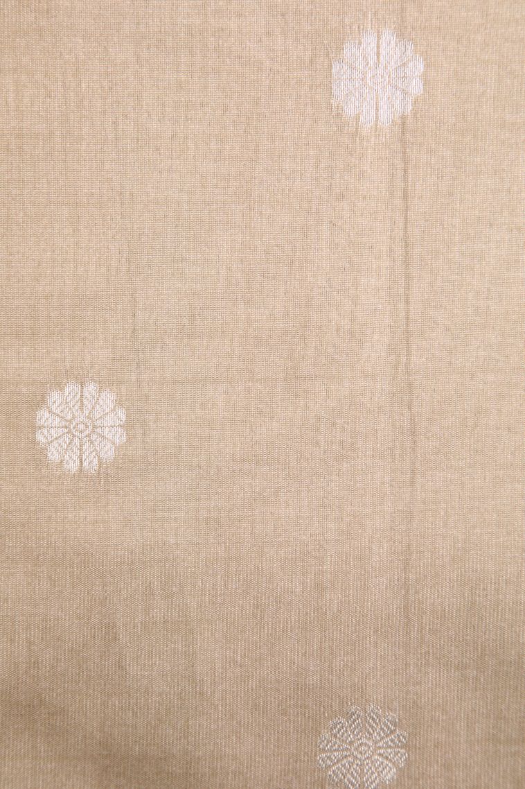 Sepia Yellow Tussar Saree with Antic Zari Jamandery Pattern view 3
