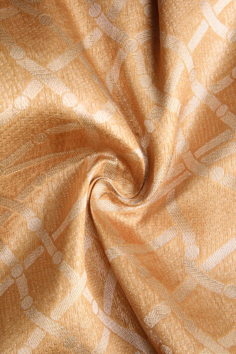 Sepia Yellow Tussar Saree with Antic Zari Jamandery Pattern view 4