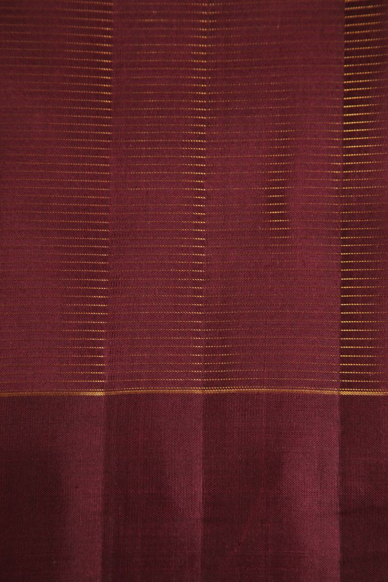 Rust Orange Kanchipuram Silk Sarees with Gold Zari Checks And Puttas view 3