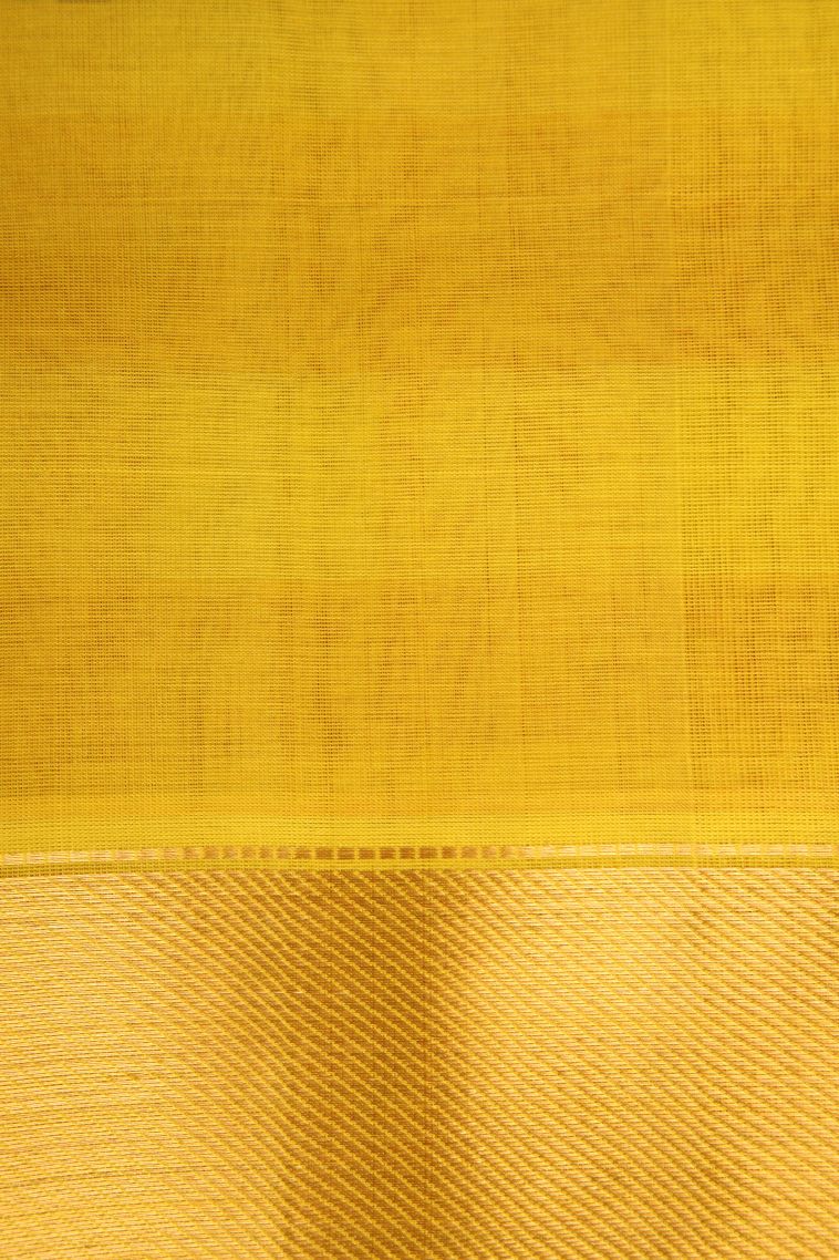 Lemon Yellow Silk Cotton with Gold Zari Checks view 3