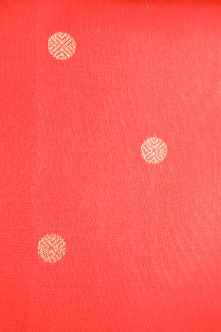Rose  Red Tussar Saree with Gold And Silver Zari Geometric Shapes view 3