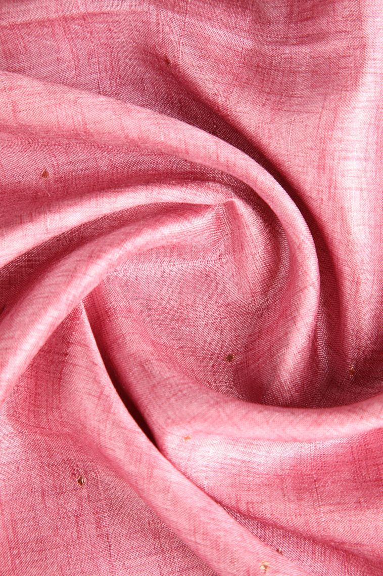 Watermelon Pink Jute Sarees with Gold Zari Buttis (small Dots Or Motifs) view 4