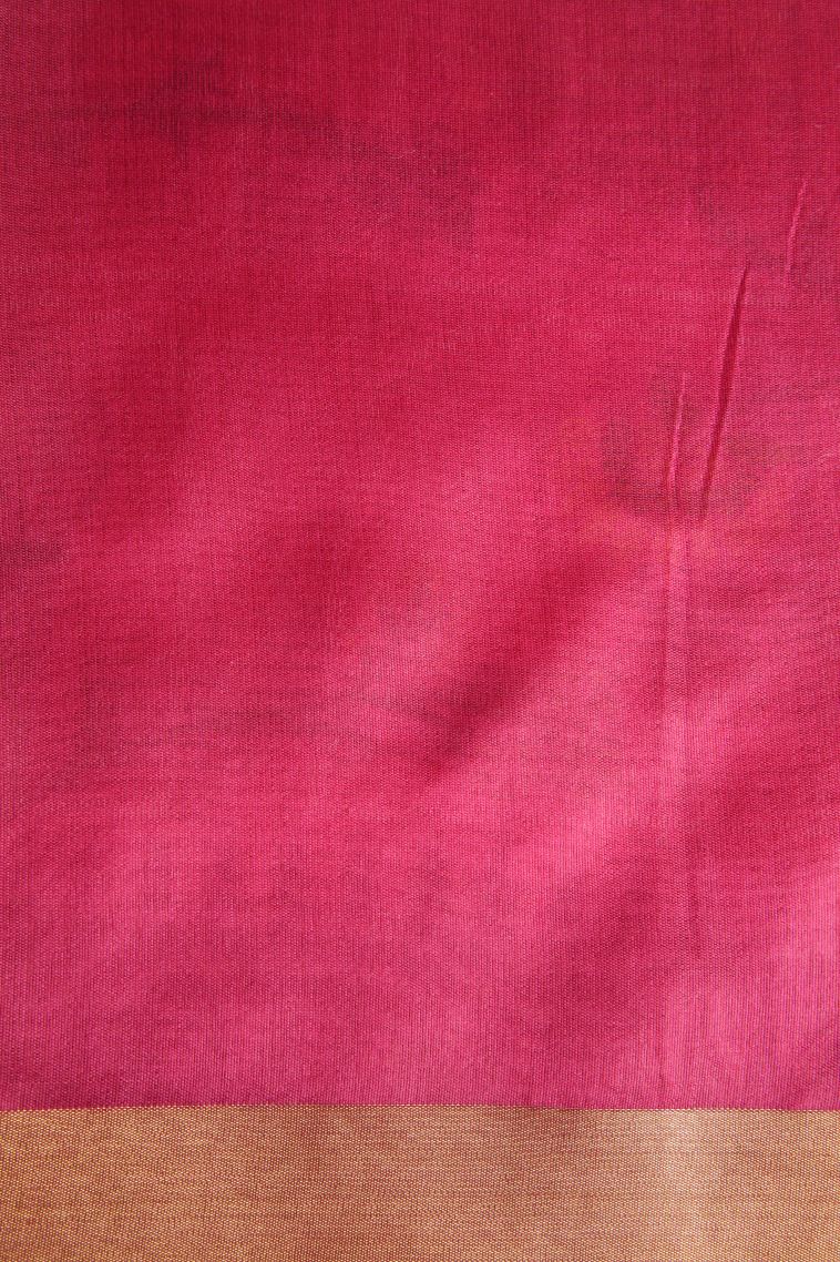 Rose Pink Jute Sarees with Gold And Silver Zari Floral Patterns view 3