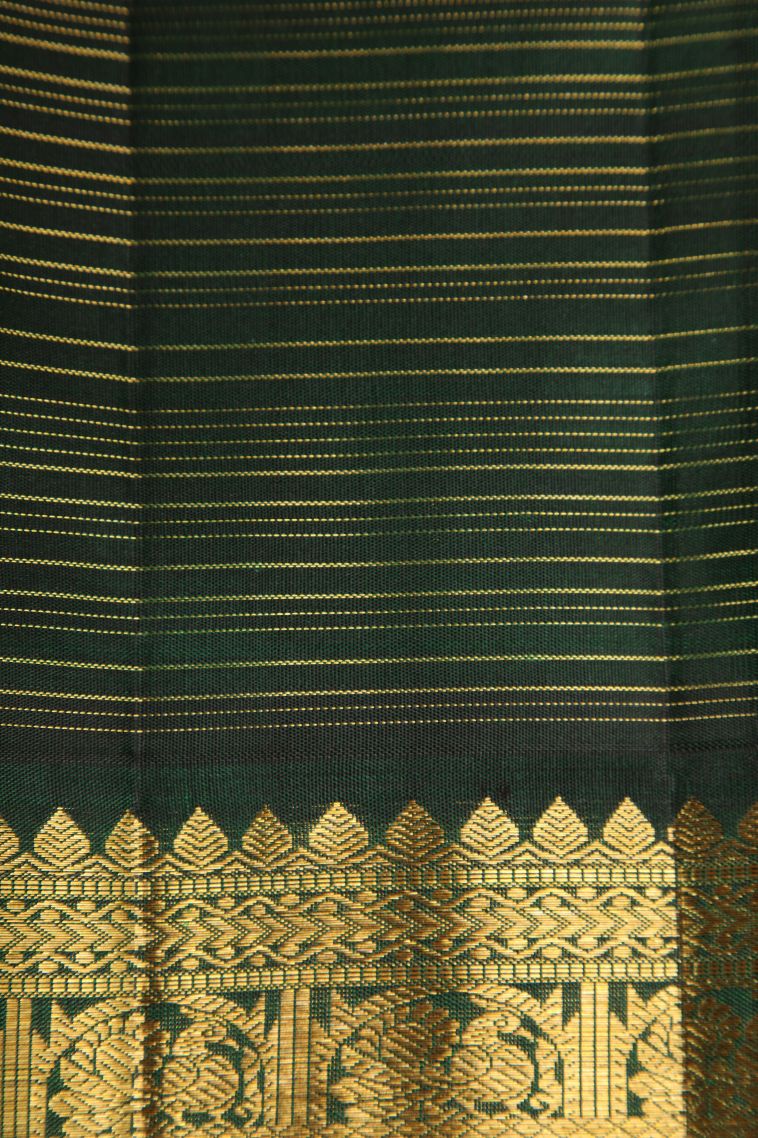 Punch Pink Kanchipuram Silk Sarees with Gold Zari Stripes view 3