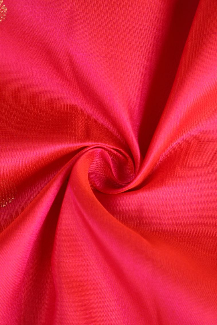 Strawberry Pink Soft Silk Saree with Gold Zari Buttis (small Dots Or Motifs) view 4