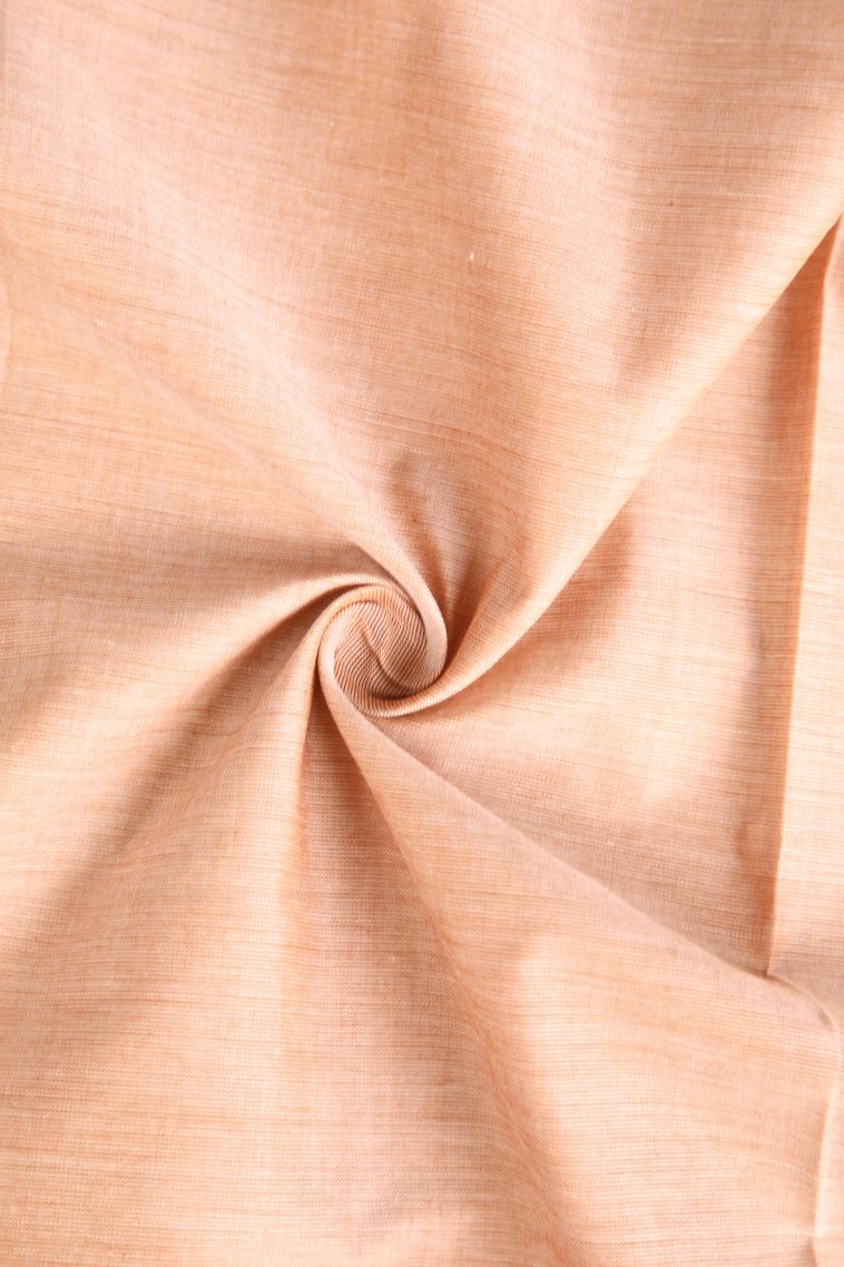 Cantaloupe Orange Chettinad Cotton Sarees with Gold Zari Plain With Border view 4