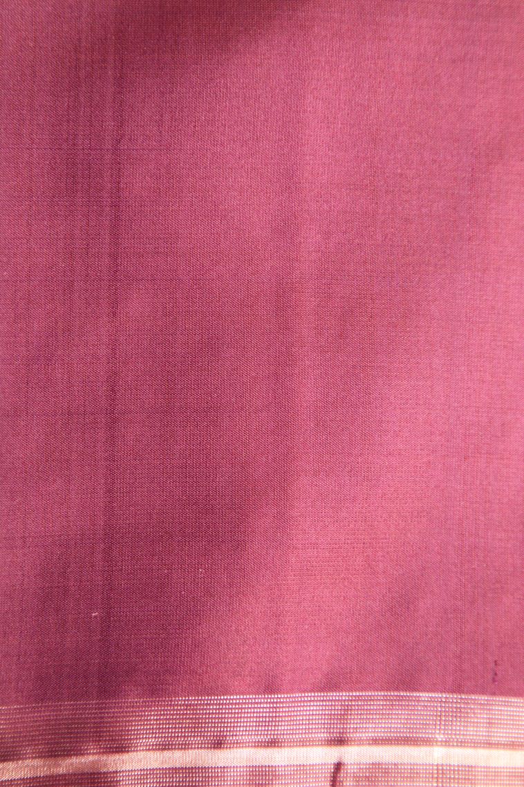 Blush Red Soft Silk Saree with Gold Zari Floral Patterns view 3