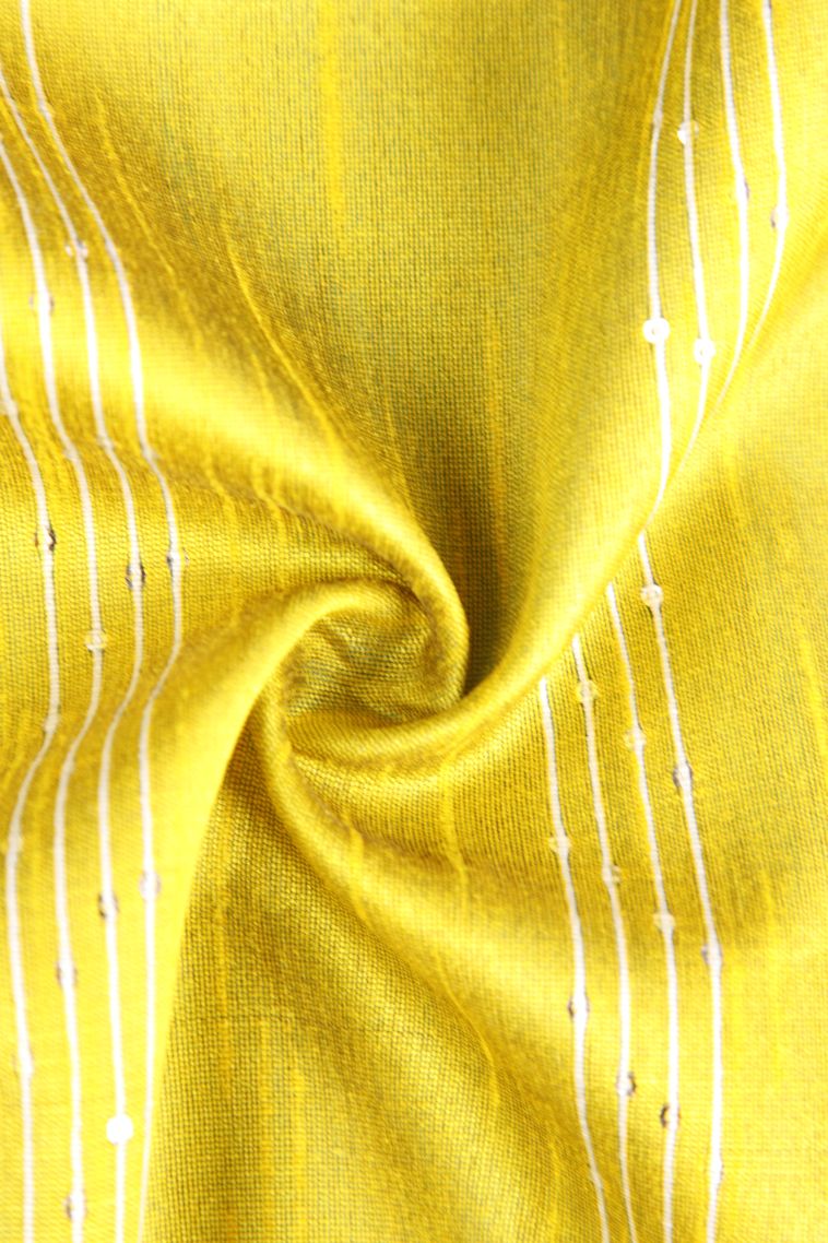 Lemon Yellow Jute Sarees with Thread Zari Thred Weaving view 4