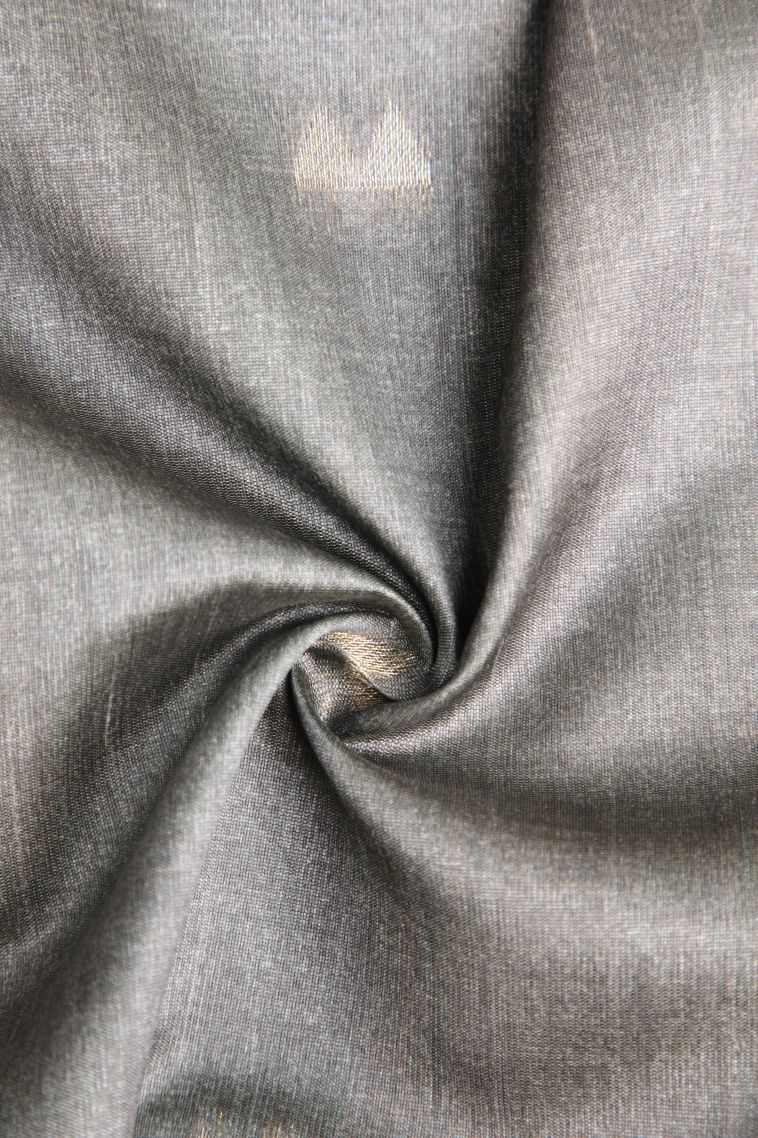 Gray Black Tussar Saree with Antic Zari Jamandery Pattern view 4