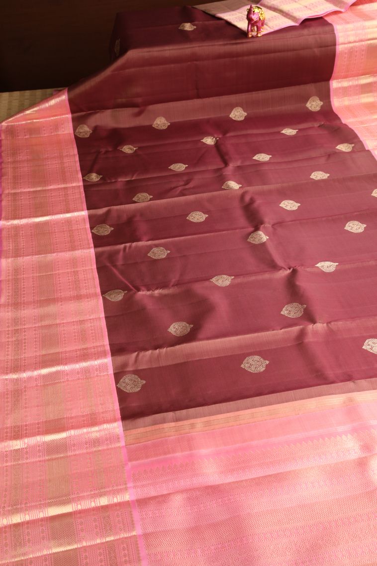 Ruby Red Kanchipuram Silk Sarees with Gold Zari Birds Mottif view 2