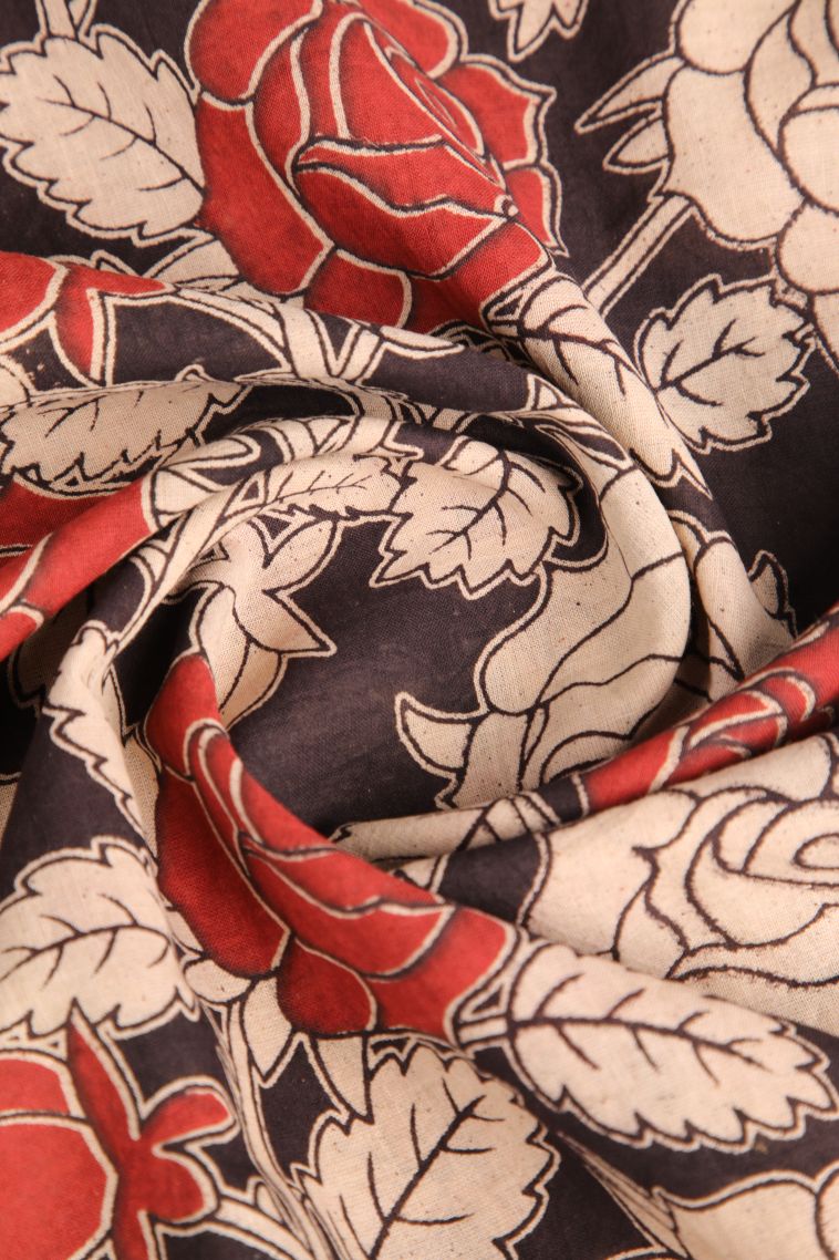 Vanilla Custard Yellow Kalamkari with Without Zari Zari Floral Patterns view 4