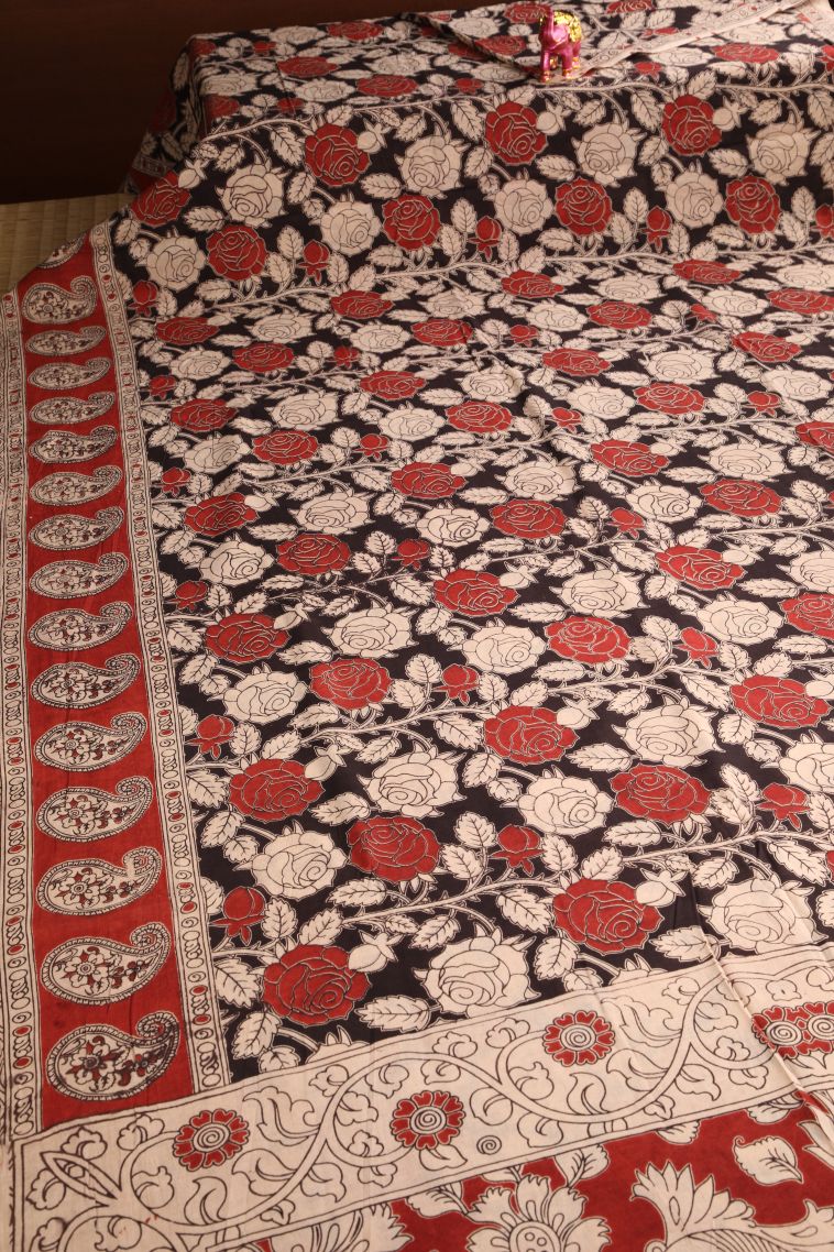 Vanilla Custard Yellow Kalamkari with Without Zari Zari Floral Patterns view 2