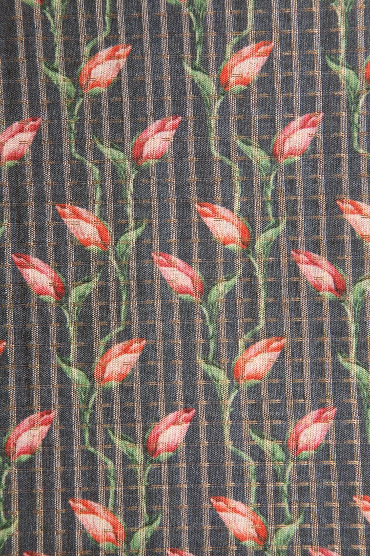 Stone Blue Semi Tussar Silk with Gold Zari Kodi Pattern view 3