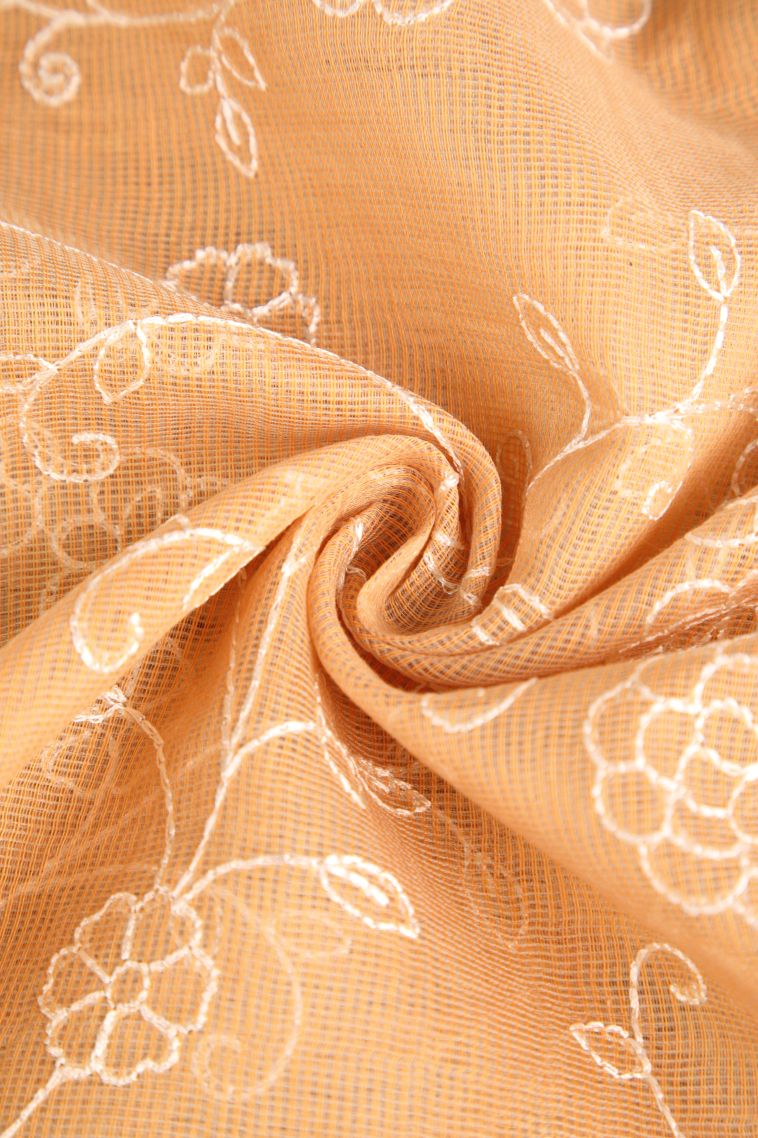 Sepia Yellow Manipuri Cotton Sarees with Without Zari Zari Embroidary view 4