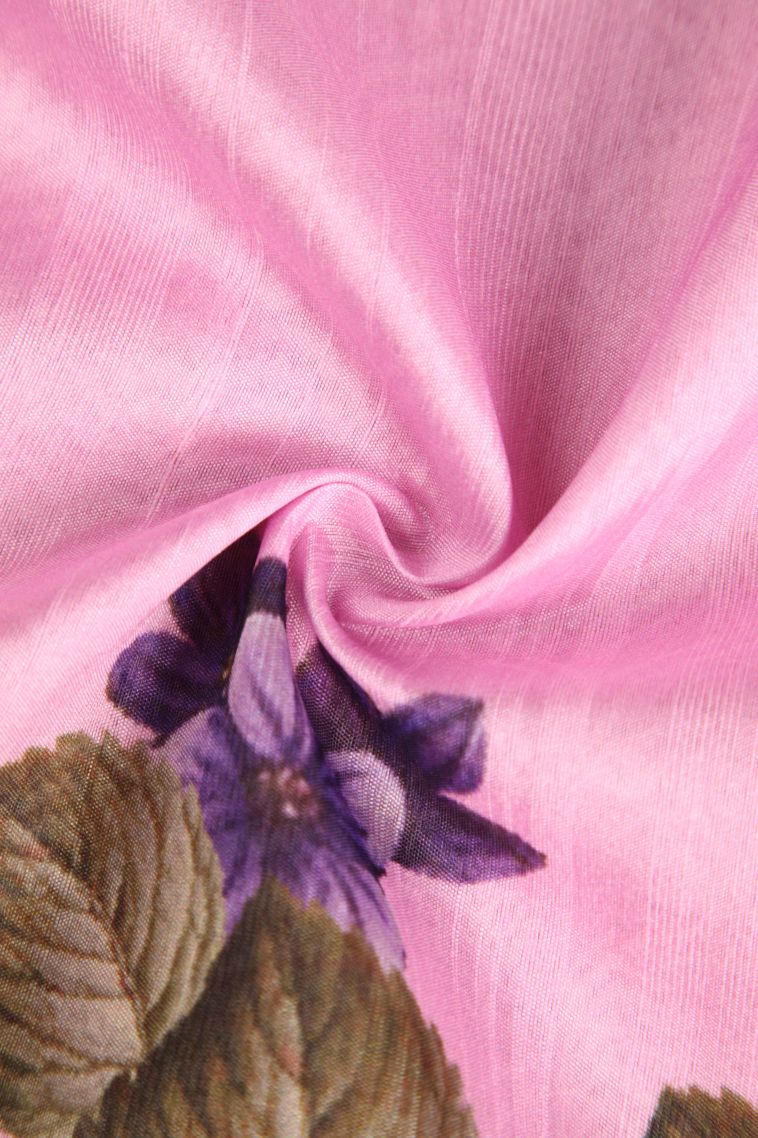 Ballet Pink Semi Tussar Silk with Without Zari Zari Floral Patterns view 4