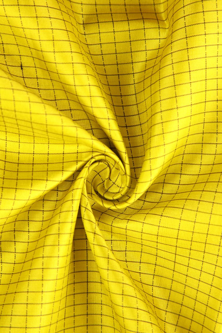 Lemon Yellow Soft Silk Saree with Thread Zari Checked  Threap view 4