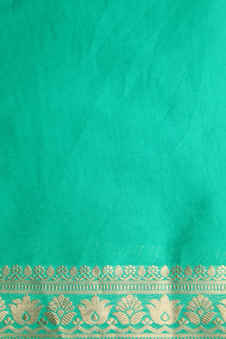 Denim Blue Fancy Saree with Gold Zari Plain view 3