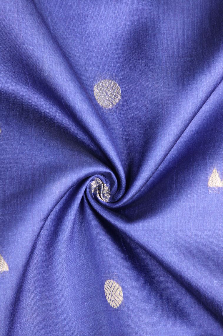 Lapis Blue Tussar Saree with Gold And Silver Zari Geometric Shapes view 4