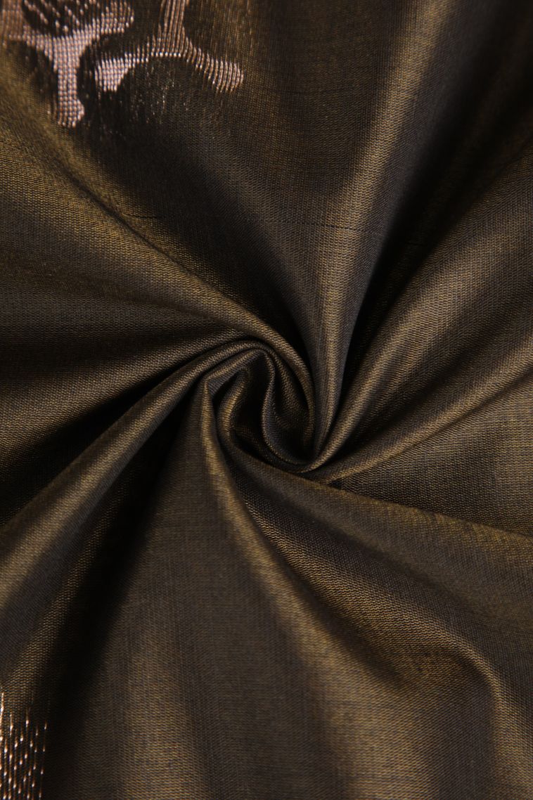 Coffee Brown Silk Cotton Sarees with Silver Zari Geometric Shapes view 4