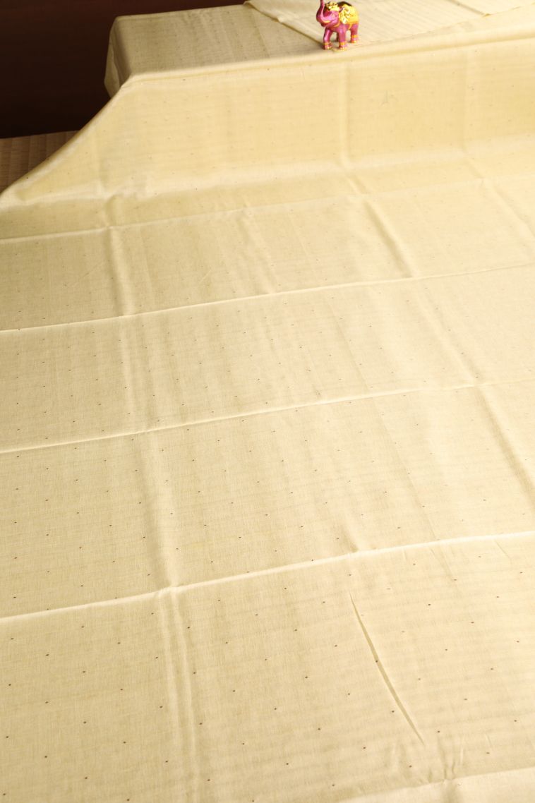 Cookie Yellow Jute Sarees with Gold Zari Buttis (small Dots Or Motifs) view 2