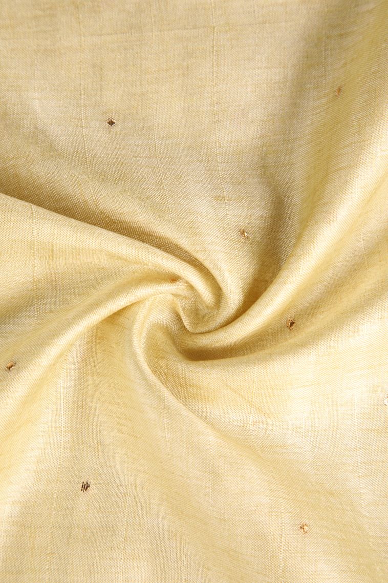 Cookie Yellow Jute Sarees with Gold Zari Buttis (small Dots Or Motifs) view 4